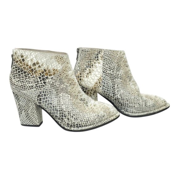 Diba True Pay Phone Chelsea Ankle Boots Womens 8 Reptile Print Zip Block Heel - Picture 10 of 16